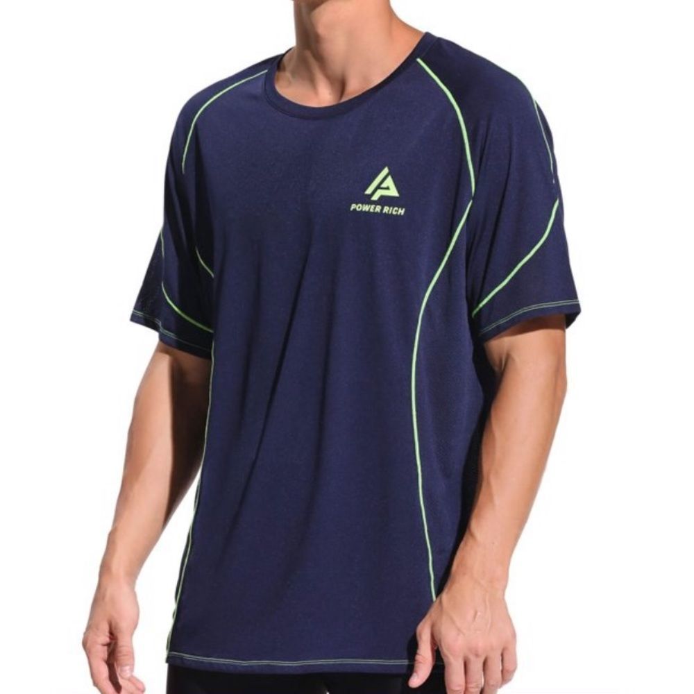 Men’s Workout Shirts quick dry Short Sleeve Athletic size Small, Large Navy blue